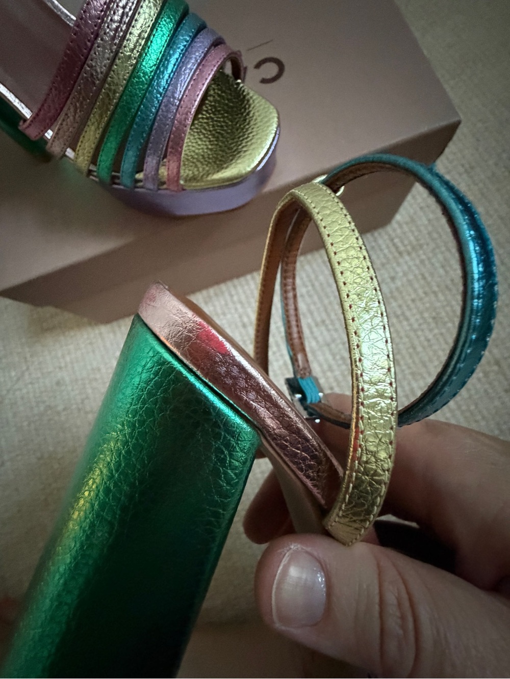 Kurt Geiger “Pierra” metallic pastel platform sandals - Picture 7 of 13